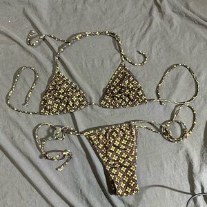 Bananhot Brown and Yellow Patterned Bikini Set